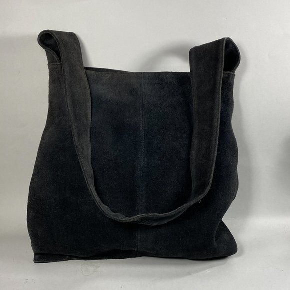 ST. JOHN’S BAY Vintage 80’s/90’s Black Suede Tote - Picture 4 of 10